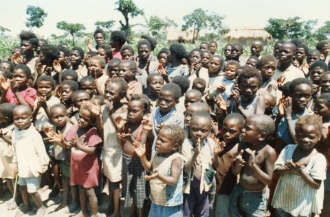 Hundreds of thousands live without medical supplies; educational facilities. Note lack of clothing.